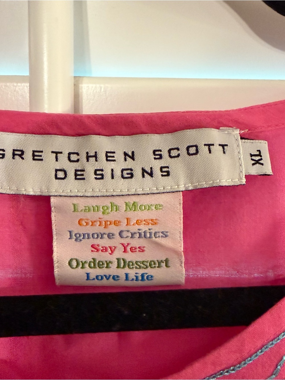 Womens Pink Embroidered Tunic Top by Gretchen Scott Designs XL - Picture 2 of 11